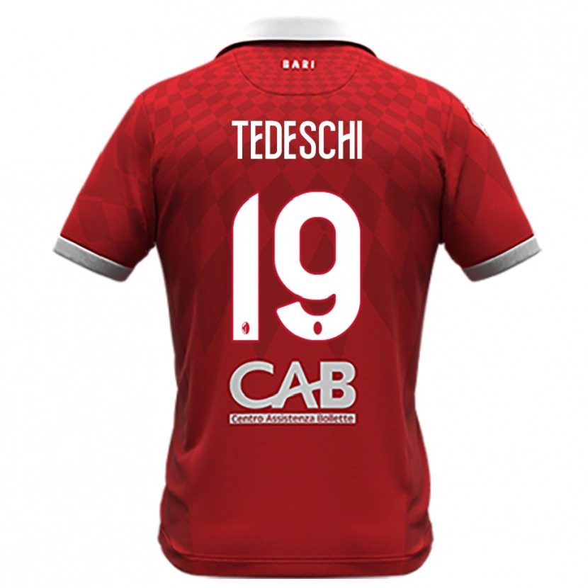 Danxen Uomo Maglia Francesco Tedeschi #19 Rosso Bianco Kit Gara Away 2025/26 Maglietta