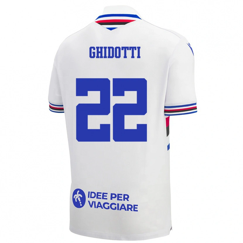 Danxen Uomo Maglia Simone Ghidotti #22 Bianco Blu Rosso Kit Gara Away 2025/26 Maglietta