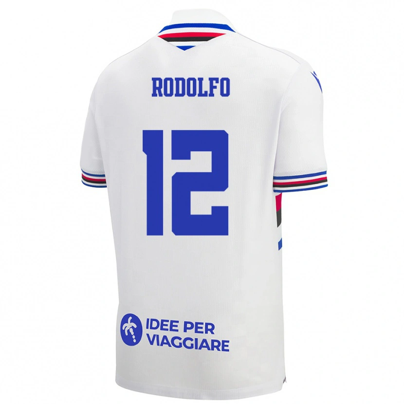 Danxen Uomo Maglia Luca Rodolfo #12 Bianco Blu Rosso Kit Gara Away 2025/26 Maglietta