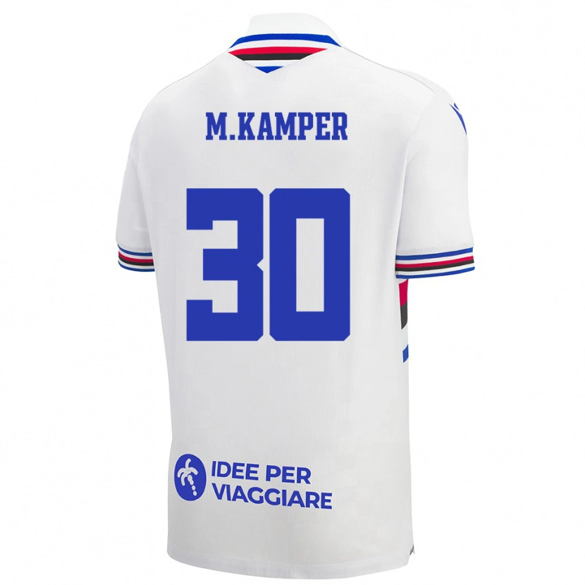 Danxen Uomo Maglia Maia Leona Kamper Rodrigues #30 Bianco Blu Rosso Kit Gara Away 2025/26 Maglietta