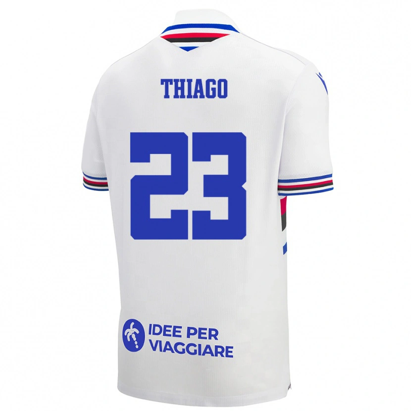 Danxen Uomo Maglia Thiago #23 Bianco Blu Rosso Kit Gara Away 2025/26 Maglietta