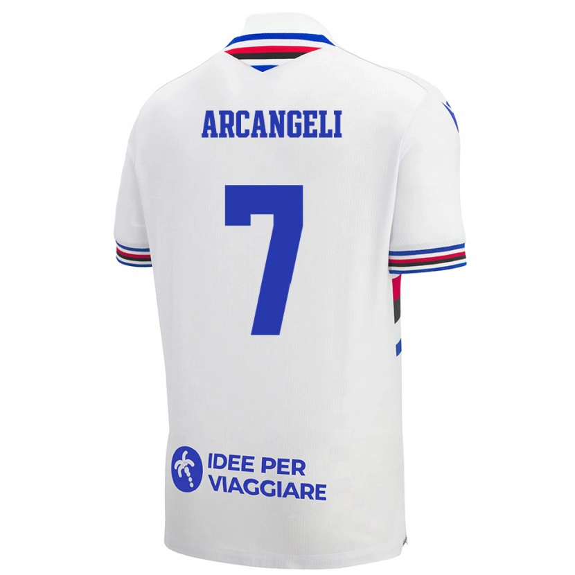 Danxen Uomo Maglia Nicole Arcangeli #7 Bianco Blu Rosso Kit Gara Away 2025/26 Maglietta