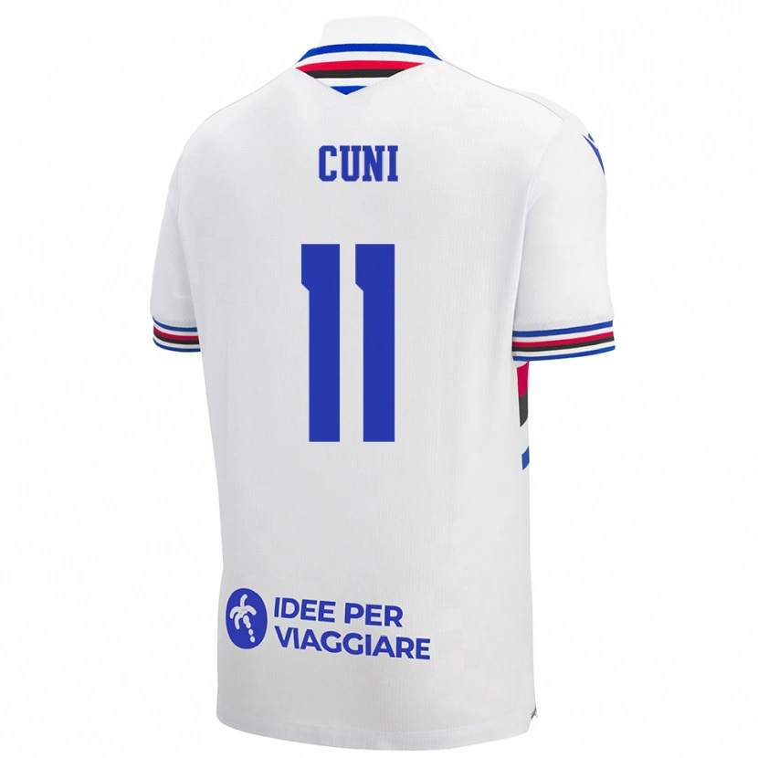 Danxen Uomo Maglia Marvin Cuni #11 Bianco Blu Rosso Kit Gara Away 2025/26 Maglietta