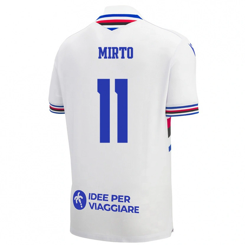 Danxen Uomo Maglia Giovanni Mirto #11 Bianco Blu Rosso Kit Gara Away 2025/26 Maglietta