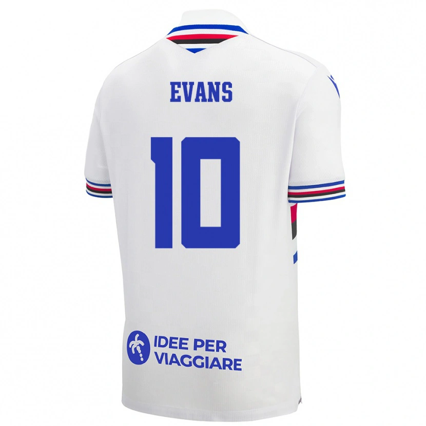 Danxen Uomo Maglia Maya Evans #10 Bianco Blu Rosso Kit Gara Away 2025/26 Maglietta