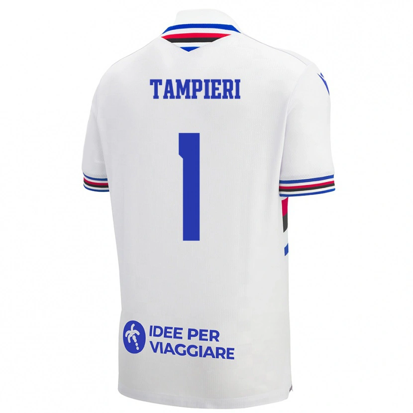 Danxen Uomo Maglia Amanda Tampieri #1 Bianco Blu Rosso Kit Gara Away 2025/26 Maglietta