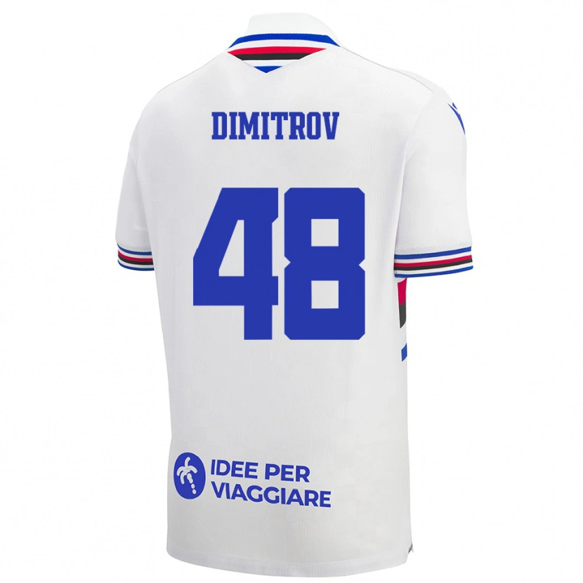Danxen Uomo Maglia Martin Dimitrov #48 Bianco Blu Rosso Kit Gara Away 2025/26 Maglietta
