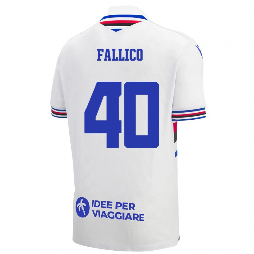 Danxen Uomo Maglia Bianca Fallico #40 Bianco Blu Rosso Kit Gara Away 2025/26 Maglietta