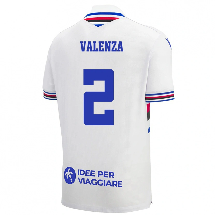 Danxen Uomo Maglia Federico Valenza #2 Bianco Blu Rosso Kit Gara Away 2025/26 Maglietta