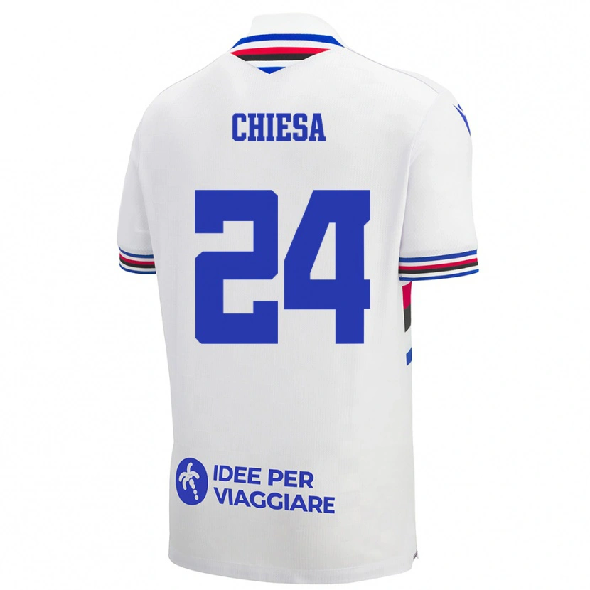 Danxen Uomo Maglia Lorenzo Chiesa #24 Bianco Blu Rosso Kit Gara Away 2025/26 Maglietta