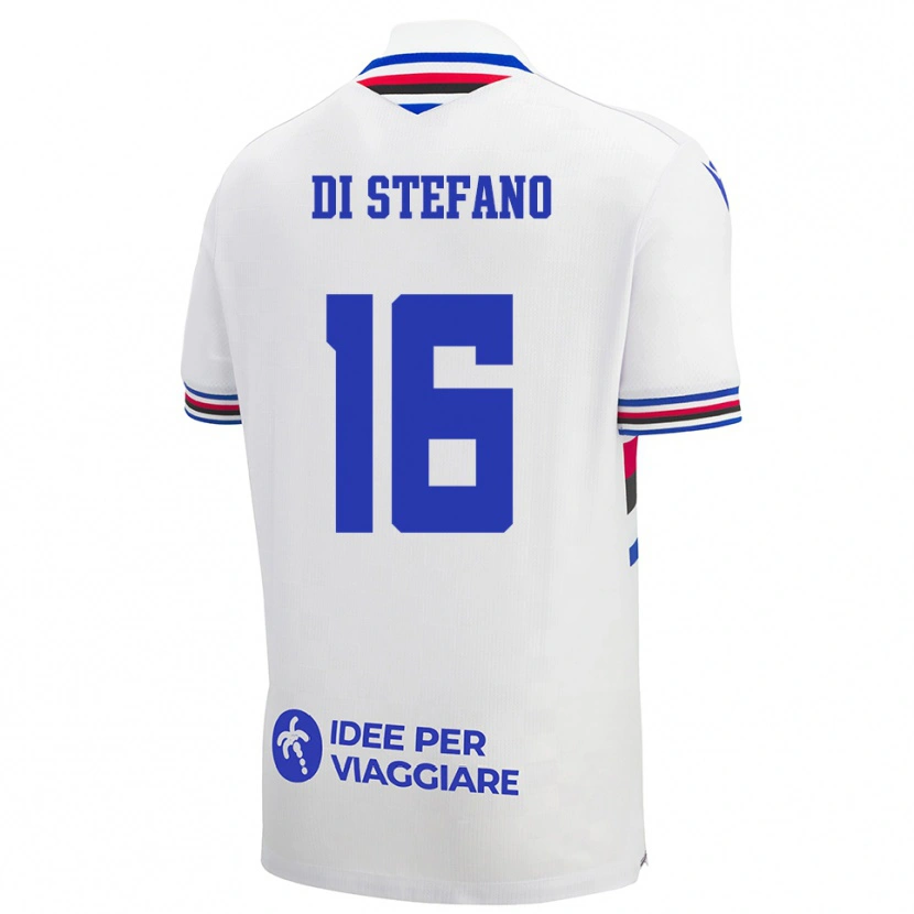 Danxen Uomo Maglia Lorenzo Di Stefano #16 Bianco Blu Rosso Kit Gara Away 2025/26 Maglietta