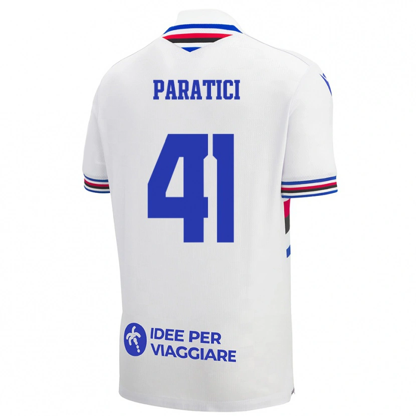 Danxen Uomo Maglia Lorenzo Paratici #41 Bianco Blu Rosso Kit Gara Away 2025/26 Maglietta