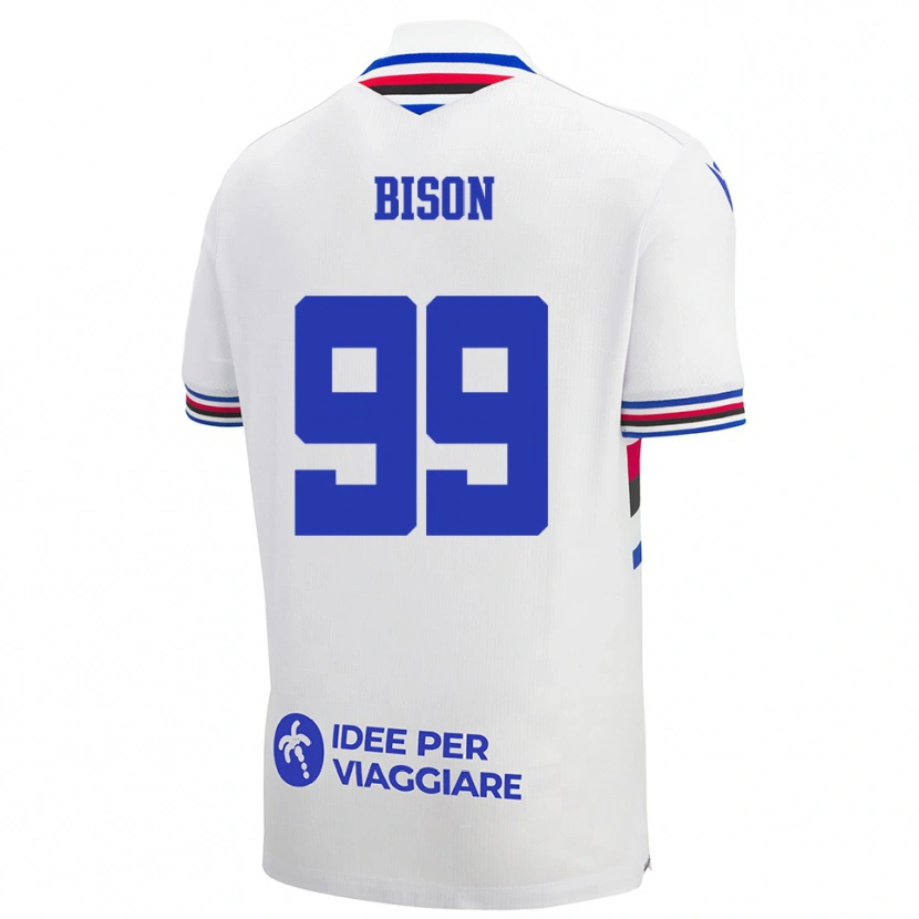 Danxen Uomo Maglia Giulia Bison #99 Bianco Blu Rosso Kit Gara Away 2025/26 Maglietta