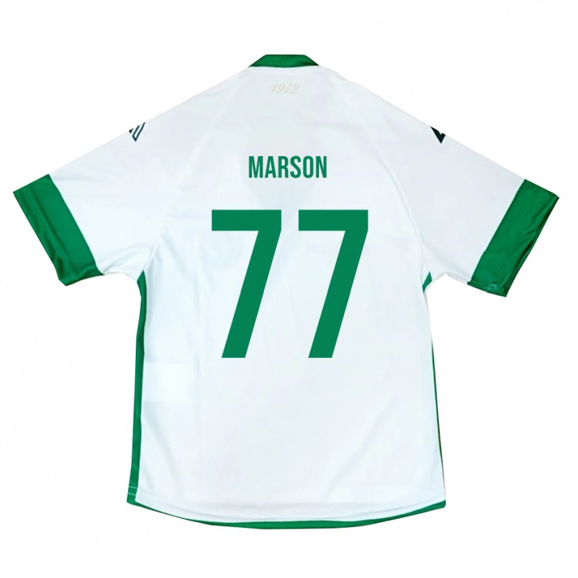 Danxen Uomo Maglia Leonardo Marson #77 Bianco Verde Blu Kit Gara Away 2025/26 Maglietta