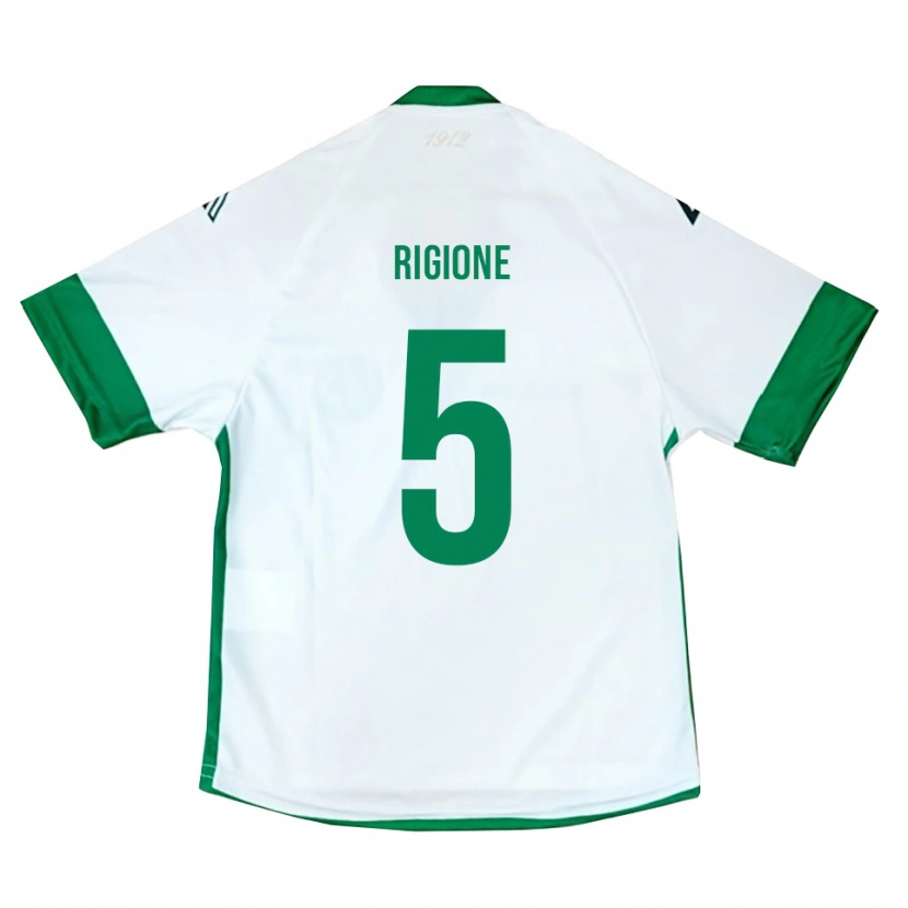 Danxen Uomo Maglia Michele Rigione #5 Bianco Verde Blu Kit Gara Away 2025/26 Maglietta