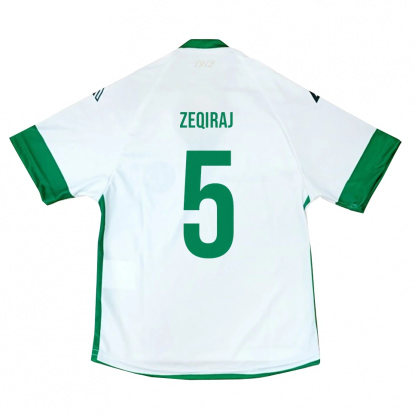 Danxen Uomo Maglia Leon Zeqiraj #5 Bianco Verde Blu Kit Gara Away 2025/26 Maglietta