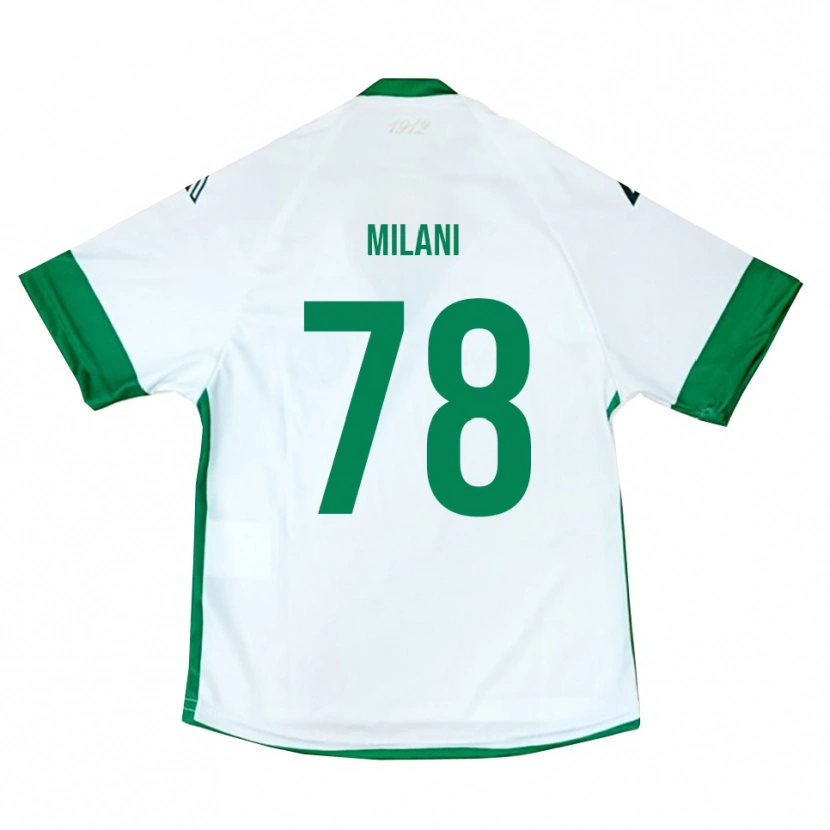 Danxen Uomo Maglia Alessandro Milani #78 Bianco Verde Blu Kit Gara Away 2025/26 Maglietta