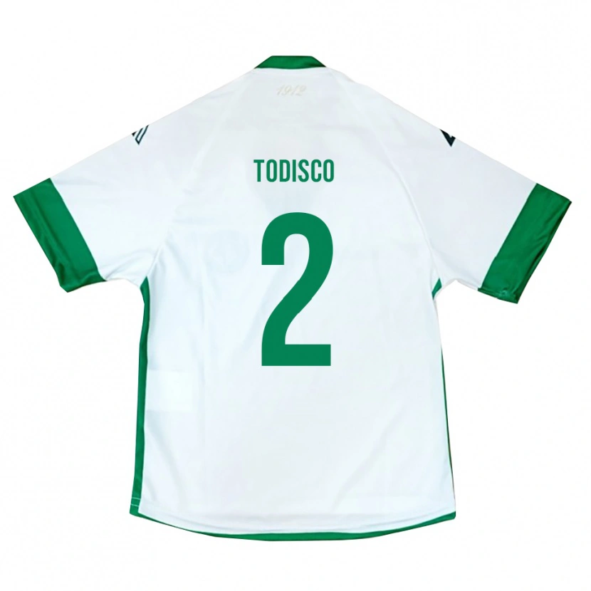 Danxen Uomo Maglia Gianmarco Todisco #2 Bianco Verde Blu Kit Gara Away 2025/26 Maglietta