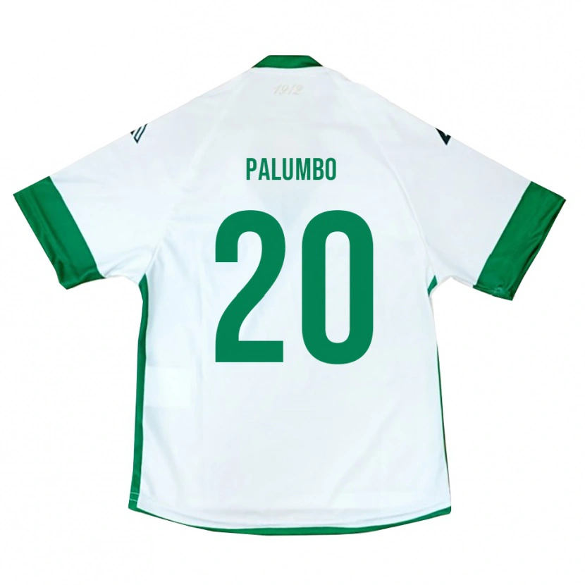 Danxen Uomo Maglia Martin Palumbo #20 Bianco Verde Blu Kit Gara Away 2025/26 Maglietta