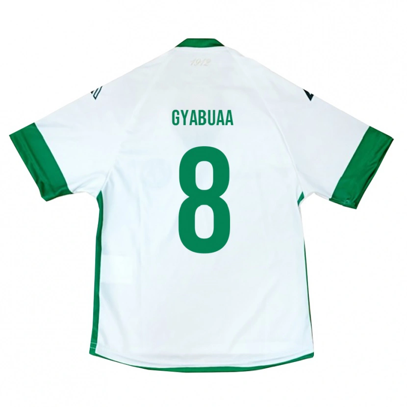 Danxen Uomo Maglia Emmanuel Gyabuaa #8 Bianco Verde Blu Kit Gara Away 2025/26 Maglietta