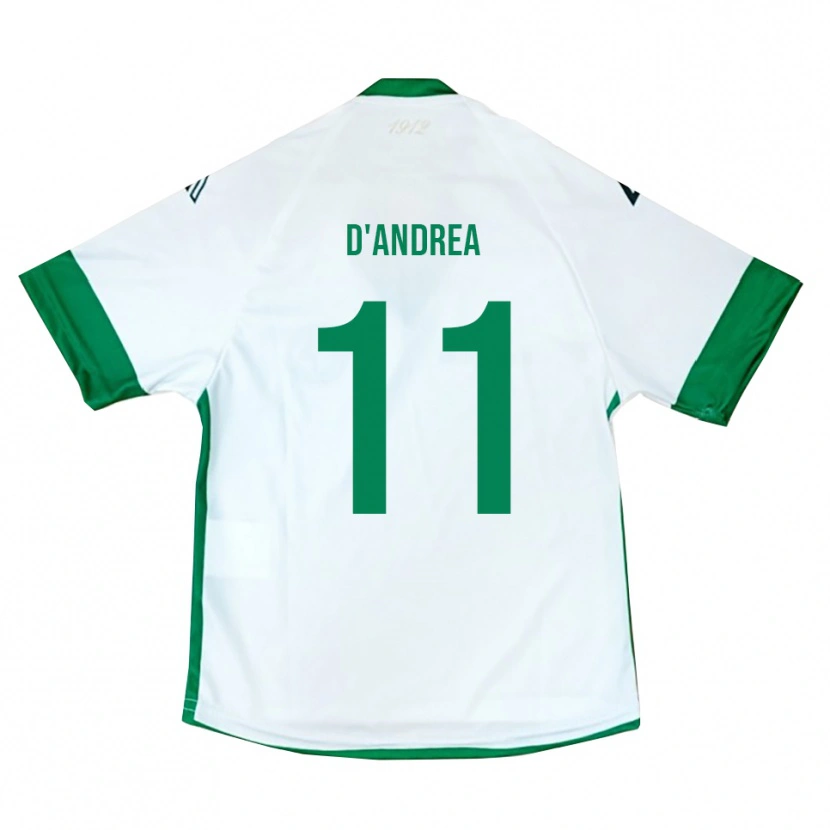 Danxen Uomo Maglia Luca D'andrea #11 Bianco Verde Blu Kit Gara Away 2025/26 Maglietta