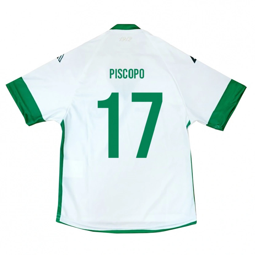 Danxen Uomo Maglia Francesco Piscopo #17 Bianco Verde Blu Kit Gara Away 2025/26 Maglietta