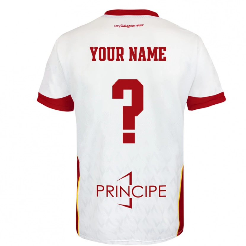 Danxen Uomo Maglia Il Tuo Nome #0 Bianco Rosso Kit Gara Away 2025/26 Maglietta