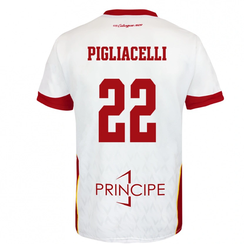 Danxen Uomo Maglia Mirko Pigliacelli #22 Bianco Rosso Kit Gara Away 2025/26 Maglietta