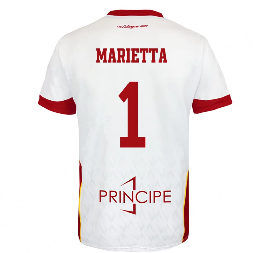 Danxen Uomo Maglia Christian Marietta #1 Bianco Rosso Kit Gara Away 2025/26 Maglietta