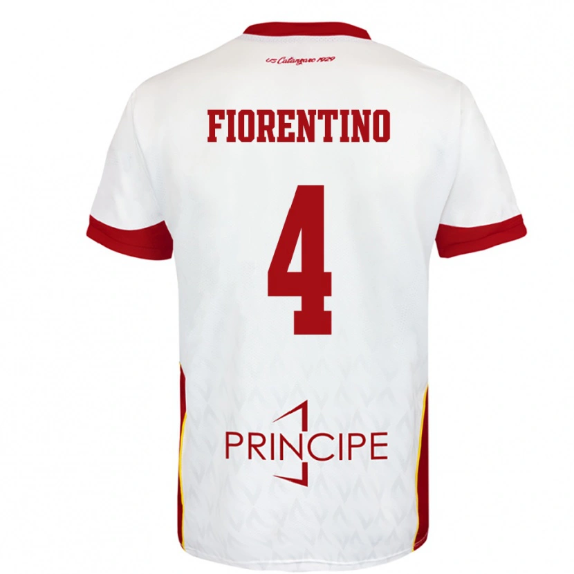 Danxen Uomo Maglia Carlo Fiorentino #4 Bianco Rosso Kit Gara Away 2025/26 Maglietta