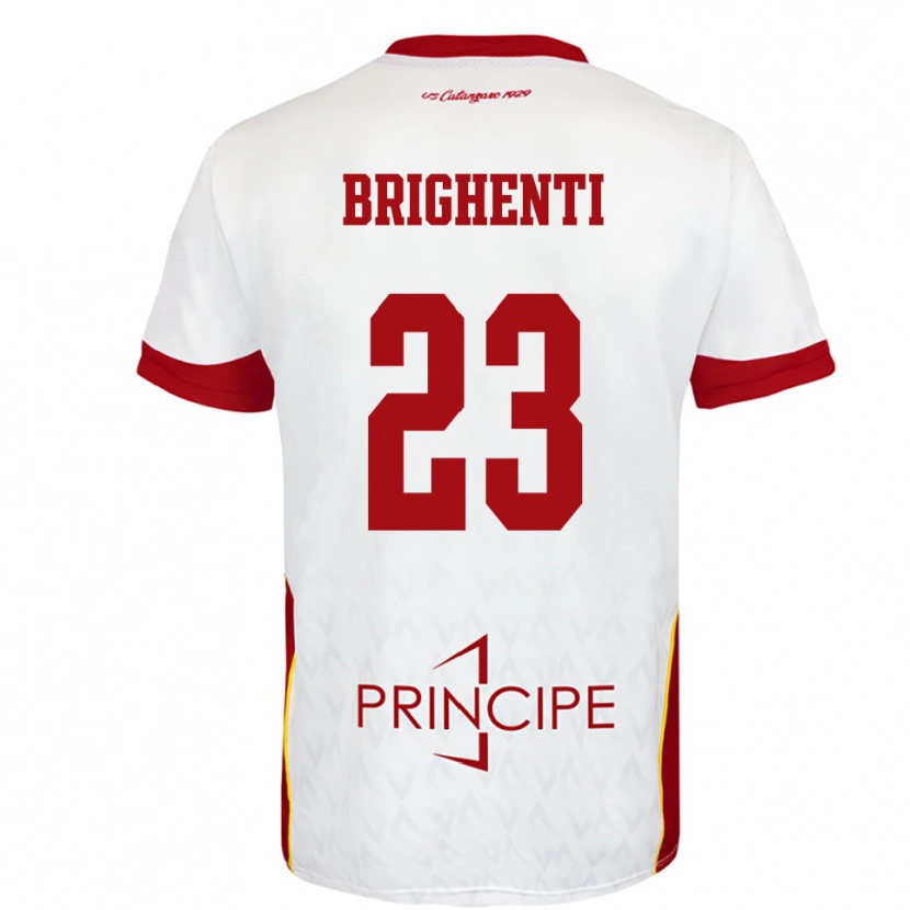 Danxen Uomo Maglia Nicolò Brighenti #23 Bianco Rosso Kit Gara Away 2025/26 Maglietta