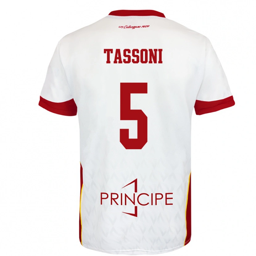 Danxen Uomo Maglia Raul Tassoni #5 Bianco Rosso Kit Gara Away 2025/26 Maglietta