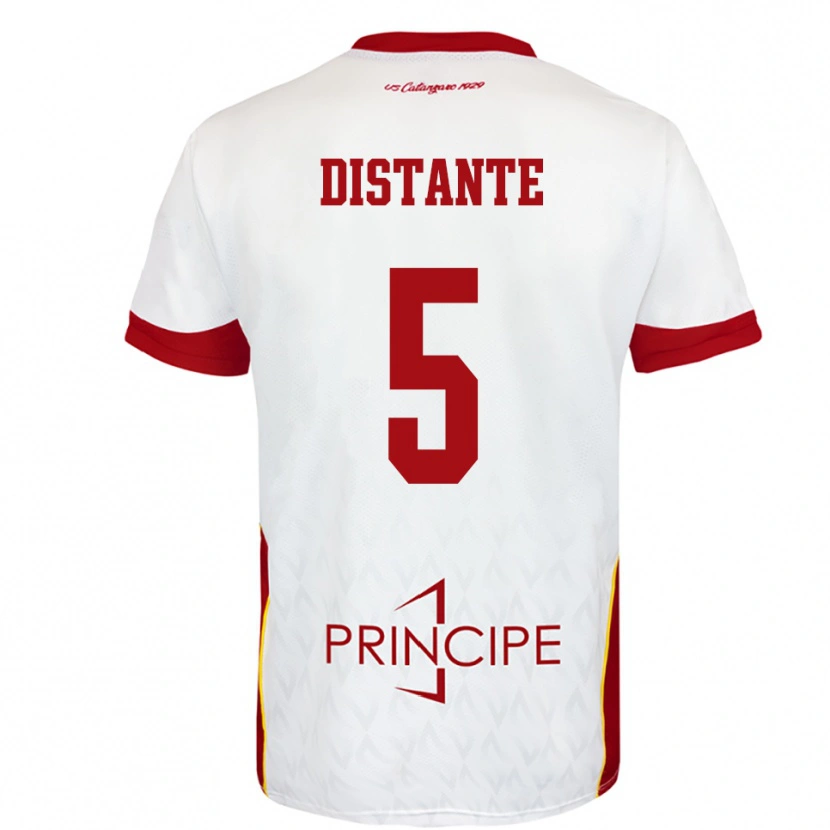 Danxen Uomo Maglia Marco Distante #5 Bianco Rosso Kit Gara Away 2025/26 Maglietta