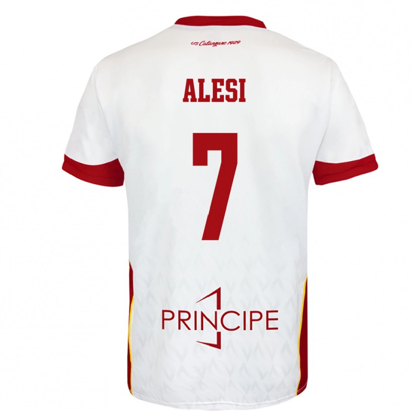 Danxen Uomo Maglia Gabriele Alesi #7 Bianco Rosso Kit Gara Away 2025/26 Maglietta