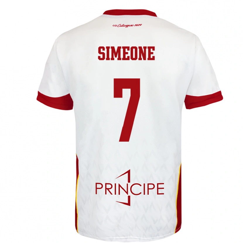 Danxen Uomo Maglia Mattia Simeone #7 Bianco Rosso Kit Gara Away 2025/26 Maglietta