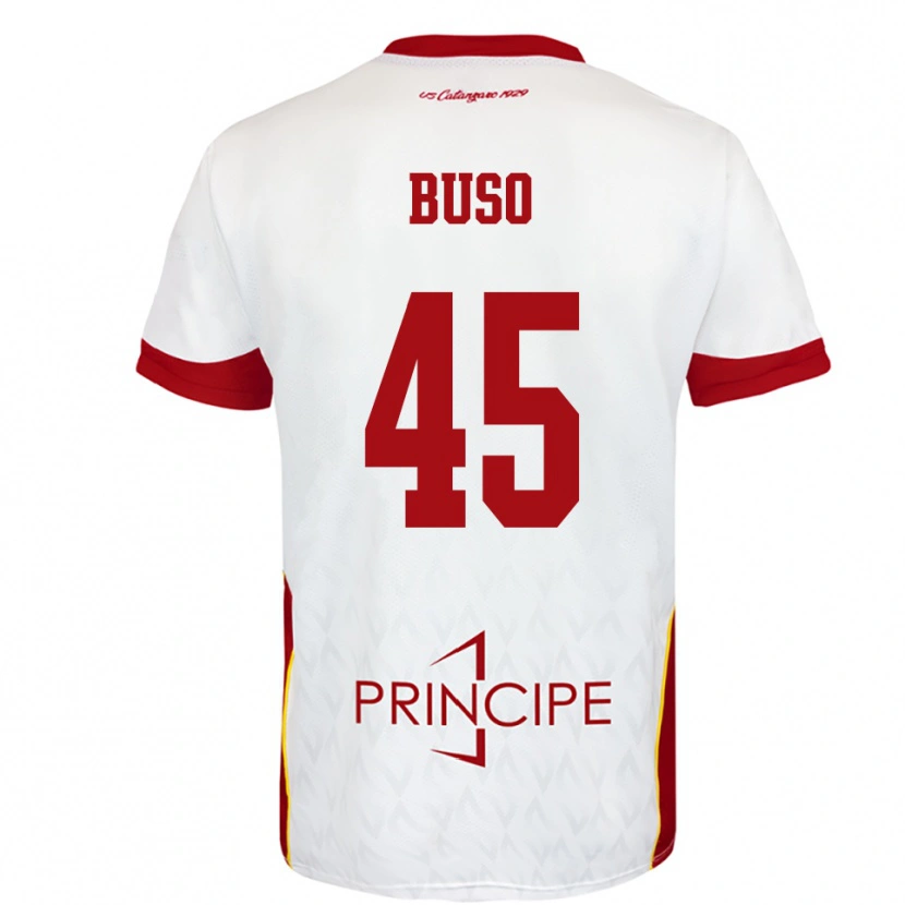 Danxen Uomo Maglia Nicolò Buso #45 Bianco Rosso Kit Gara Away 2025/26 Maglietta