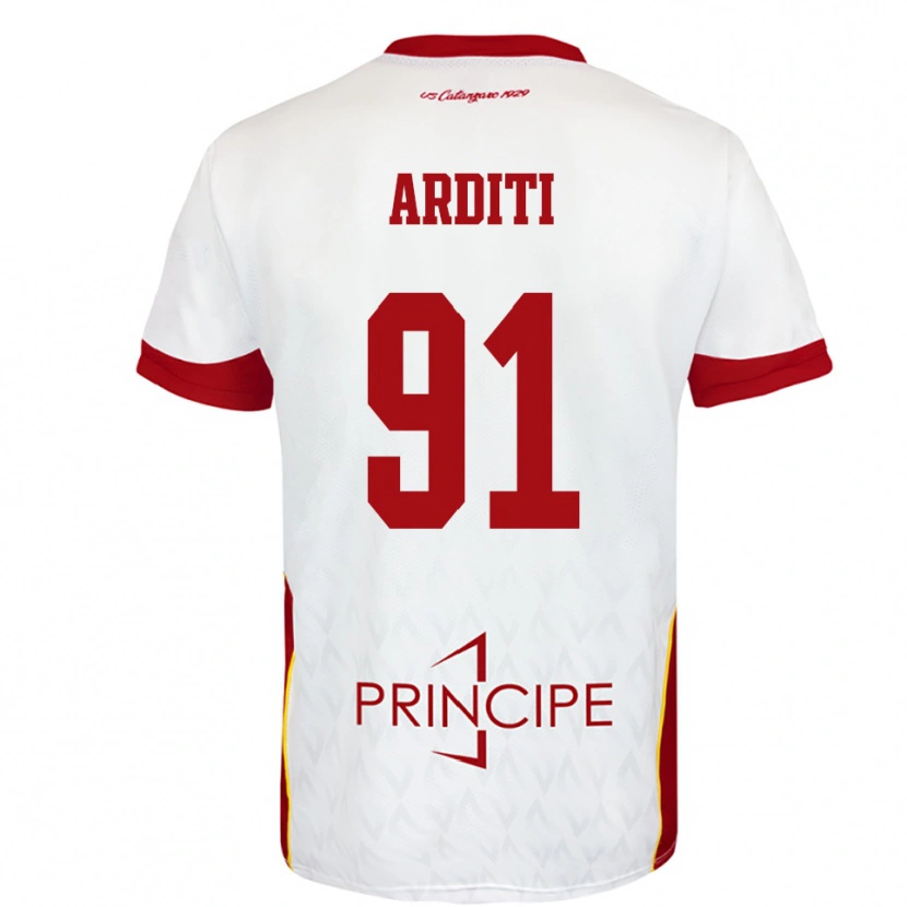Danxen Uomo Maglia Gabriel Arditi #91 Bianco Rosso Kit Gara Away 2025/26 Maglietta