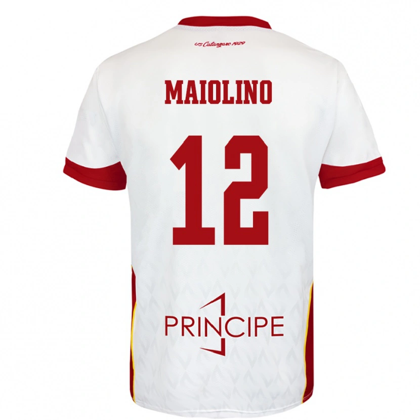 Danxen Uomo Maglia Alex Maiolino #12 Bianco Rosso Kit Gara Away 2025/26 Maglietta