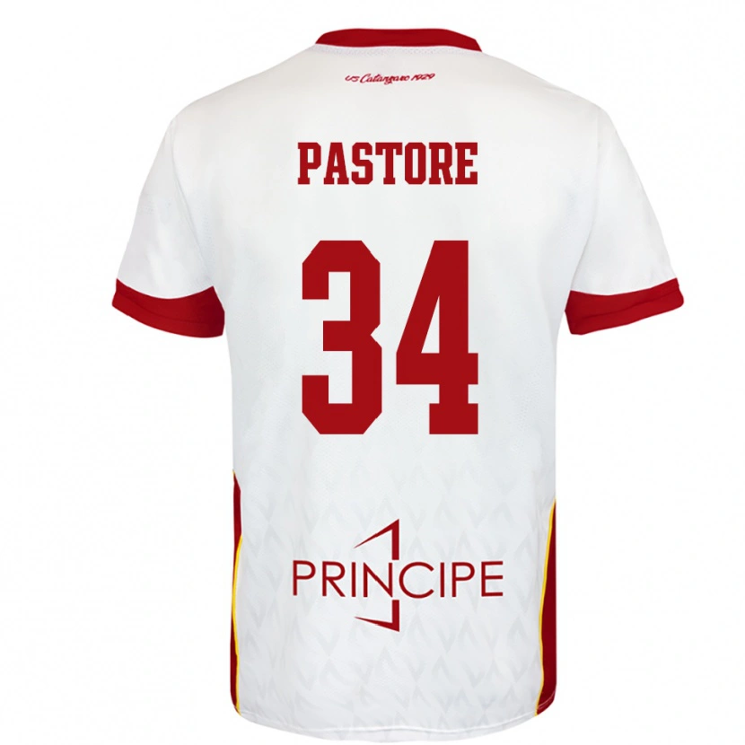 Danxen Uomo Maglia Federico Pastore #34 Bianco Rosso Kit Gara Away 2025/26 Maglietta