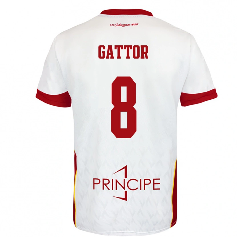 Danxen Uomo Maglia Gianluca Gattor #8 Bianco Rosso Kit Gara Away 2025/26 Maglietta