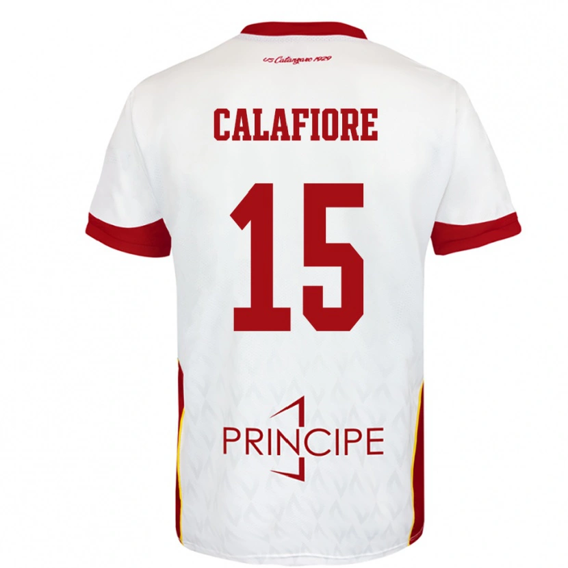 Danxen Uomo Maglia Donato Calafiore #15 Bianco Rosso Kit Gara Away 2025/26 Maglietta