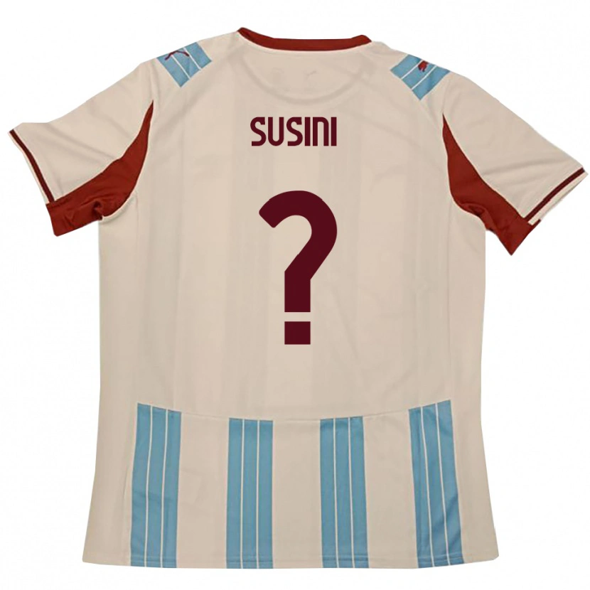 Danxen Uomo Maglia Antonio Susini #0 Azzurro Cielo Bianco Kit Gara Away 2025/26 Maglietta