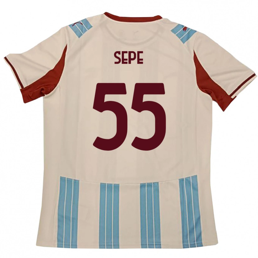 Danxen Uomo Maglia Luigi Sepe #55 Azzurro Cielo Bianco Kit Gara Away 2025/26 Maglietta