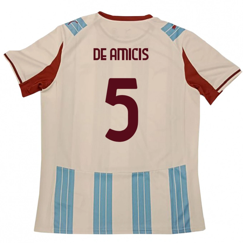 Danxen Uomo Maglia Christian De Amicis #5 Azzurro Cielo Bianco Kit Gara Away 2025/26 Maglietta