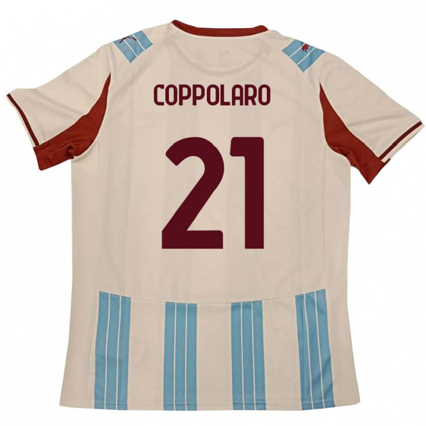 Danxen Uomo Maglia Mauro Coppolaro #21 Azzurro Cielo Bianco Kit Gara Away 2025/26 Maglietta