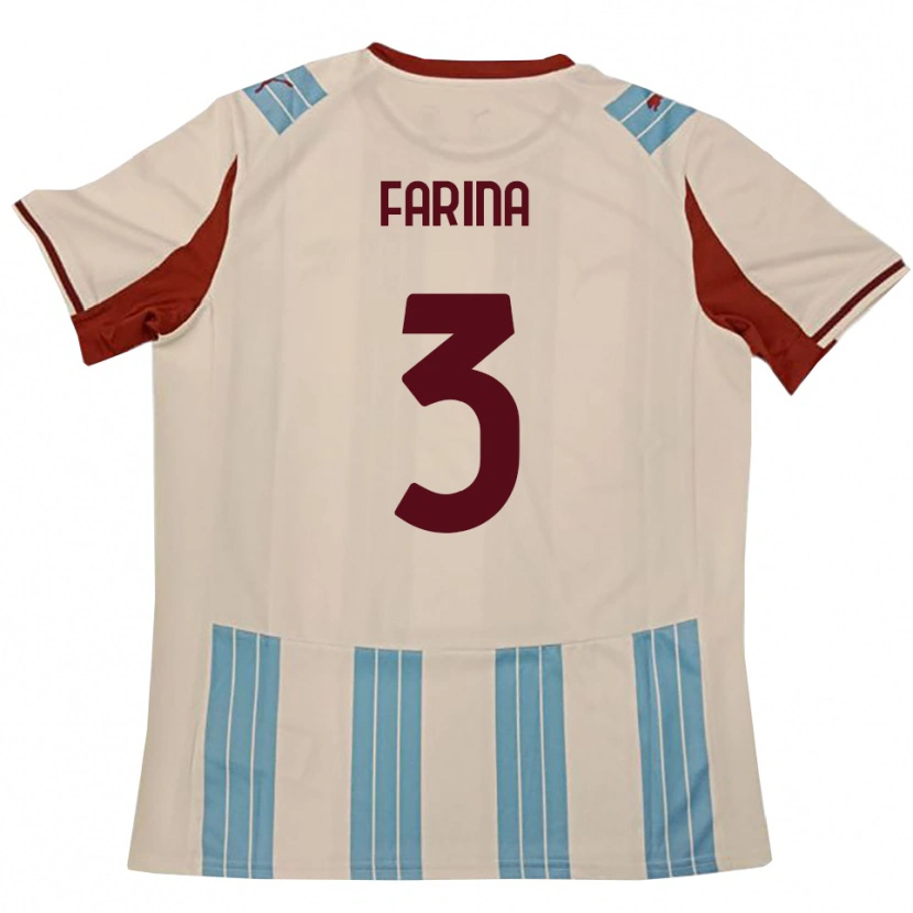 Danxen Uomo Maglia Alfredo Farina #3 Azzurro Cielo Bianco Kit Gara Away 2025/26 Maglietta