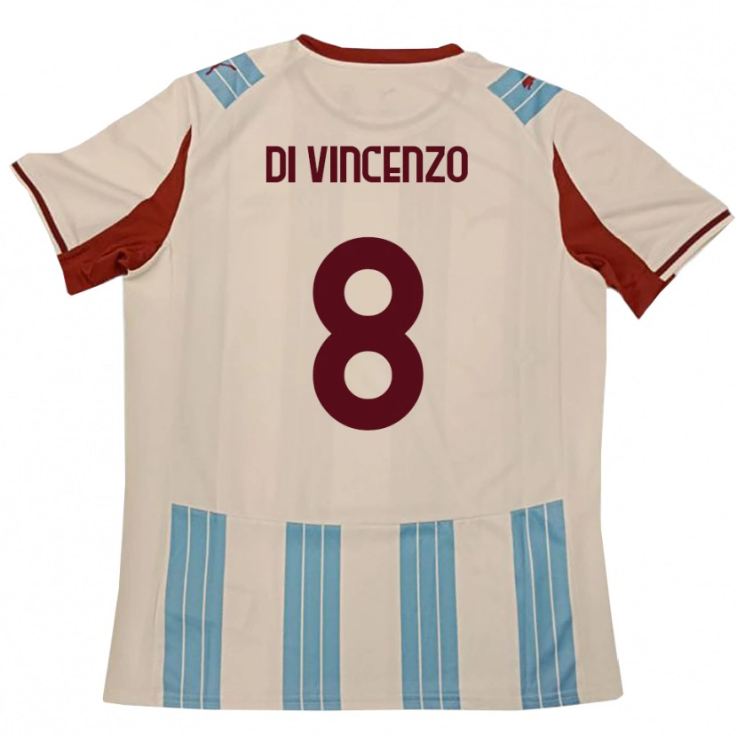 Danxen Uomo Maglia Edoardo Di Vincenzo #8 Azzurro Cielo Bianco Kit Gara Away 2025/26 Maglietta