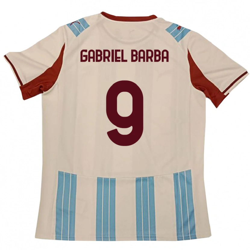 Danxen Uomo Maglia Luigi Gabriel Barba #9 Azzurro Cielo Bianco Kit Gara Away 2025/26 Maglietta