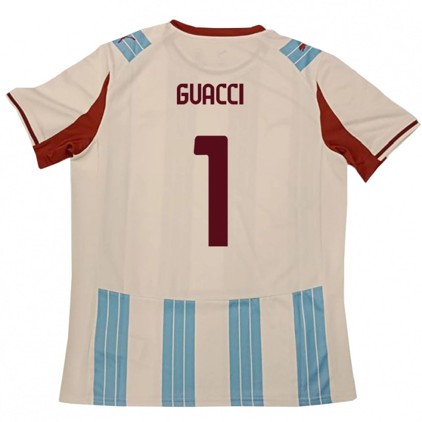 Danxen Uomo Maglia Marco Guacci #1 Azzurro Cielo Bianco Kit Gara Away 2025/26 Maglietta