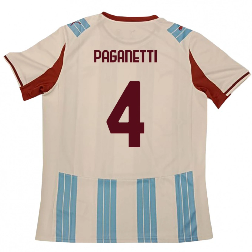 Danxen Uomo Maglia Giacomo Paganetti #4 Azzurro Cielo Bianco Kit Gara Away 2025/26 Maglietta